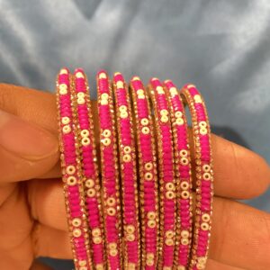 Metal Bangles with Moti Design – Set of 8 Daily Wear Bangles