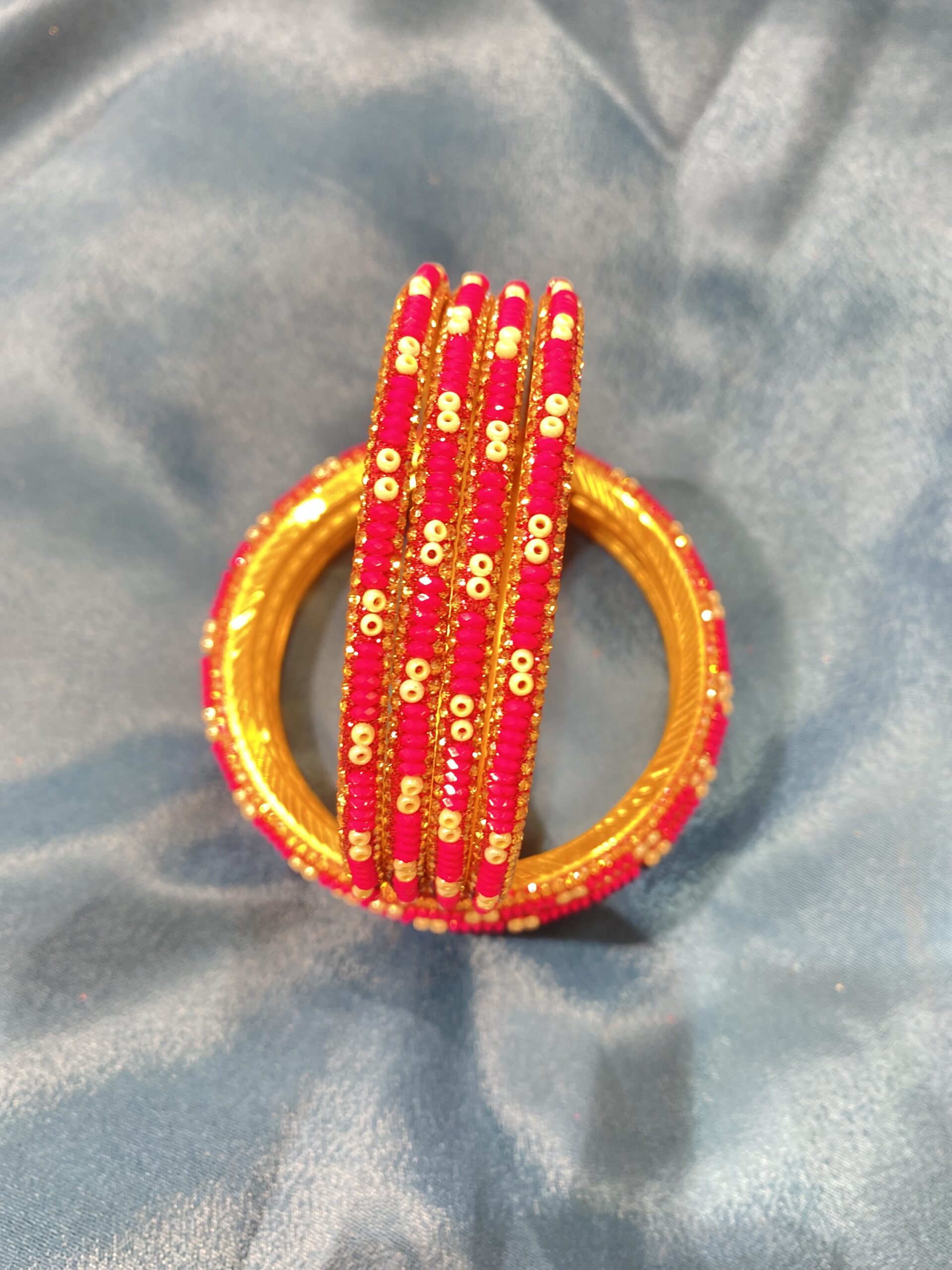 Metal Bangles with Moti Design – Set of 8 Daily Wear Bangles - Image 2