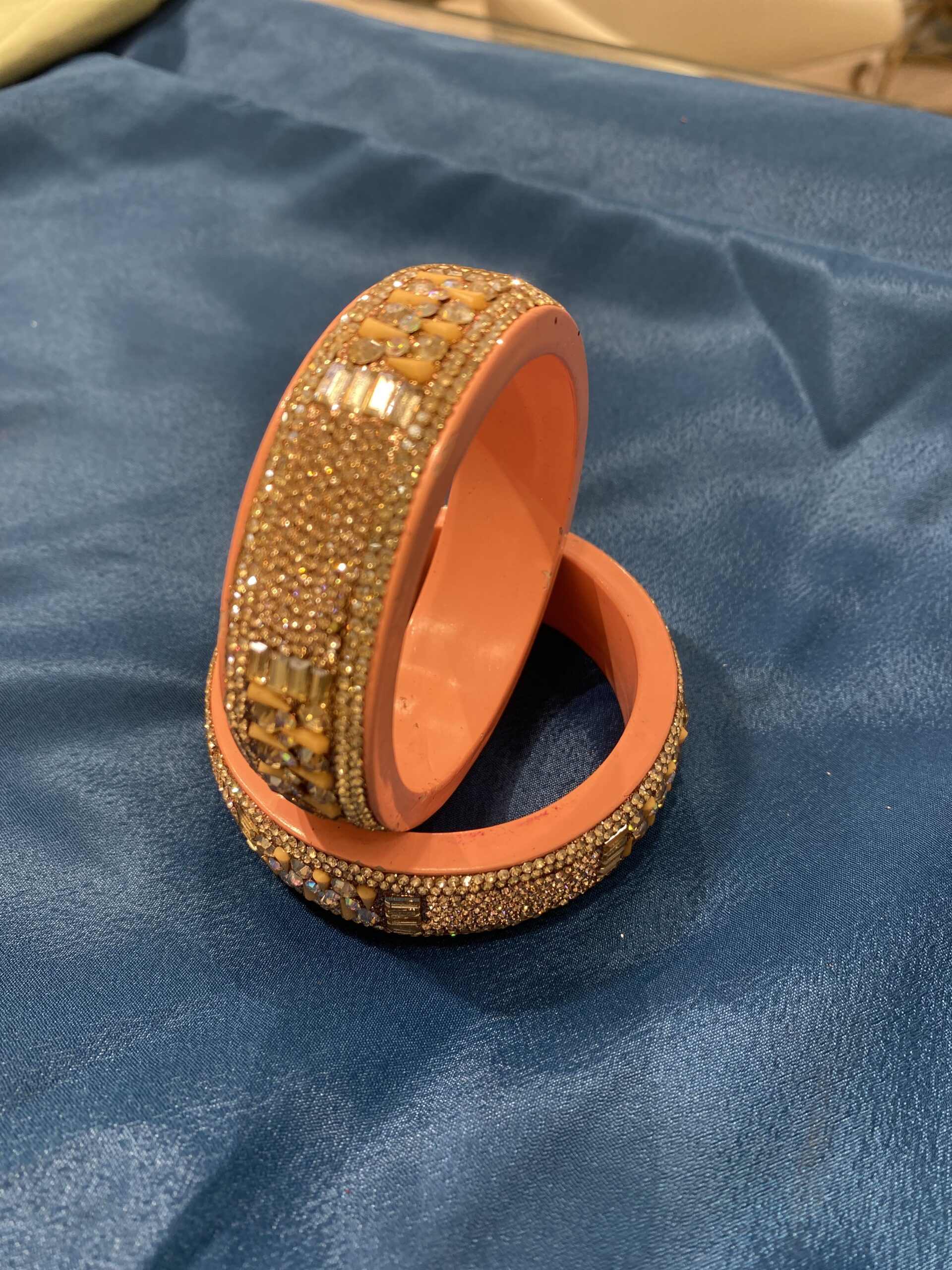 Original Jaipuri Pure Lac Kada – Peach Colour with Machine Work - Image 4