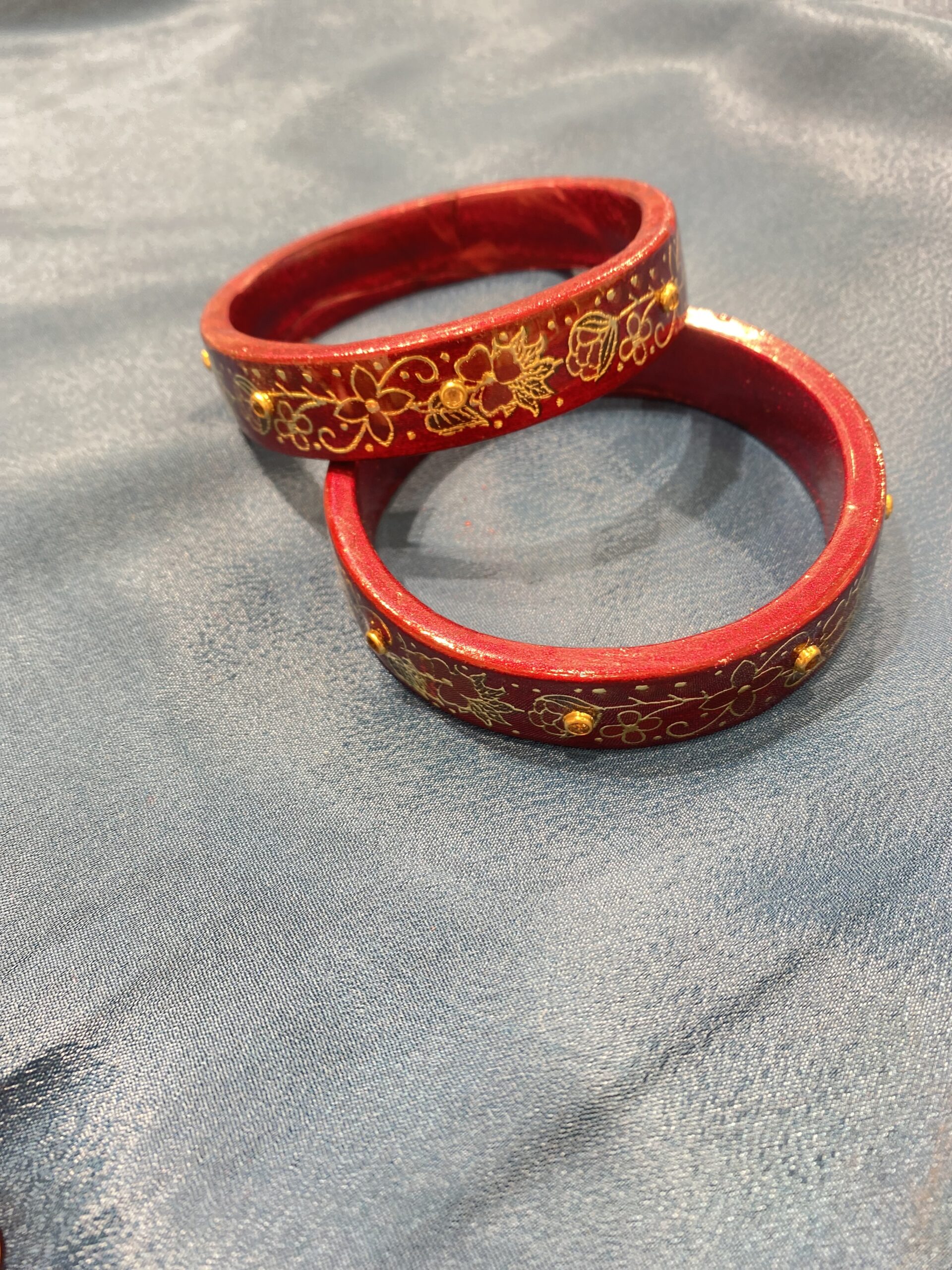 Pure Jaipuri Lac Kada with Hand Paint & Resin Stone – Floral Design - Image 2