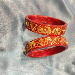 Pure Jaipuri Lac Kada with Hand Paint & Resin Stone – Floral Design