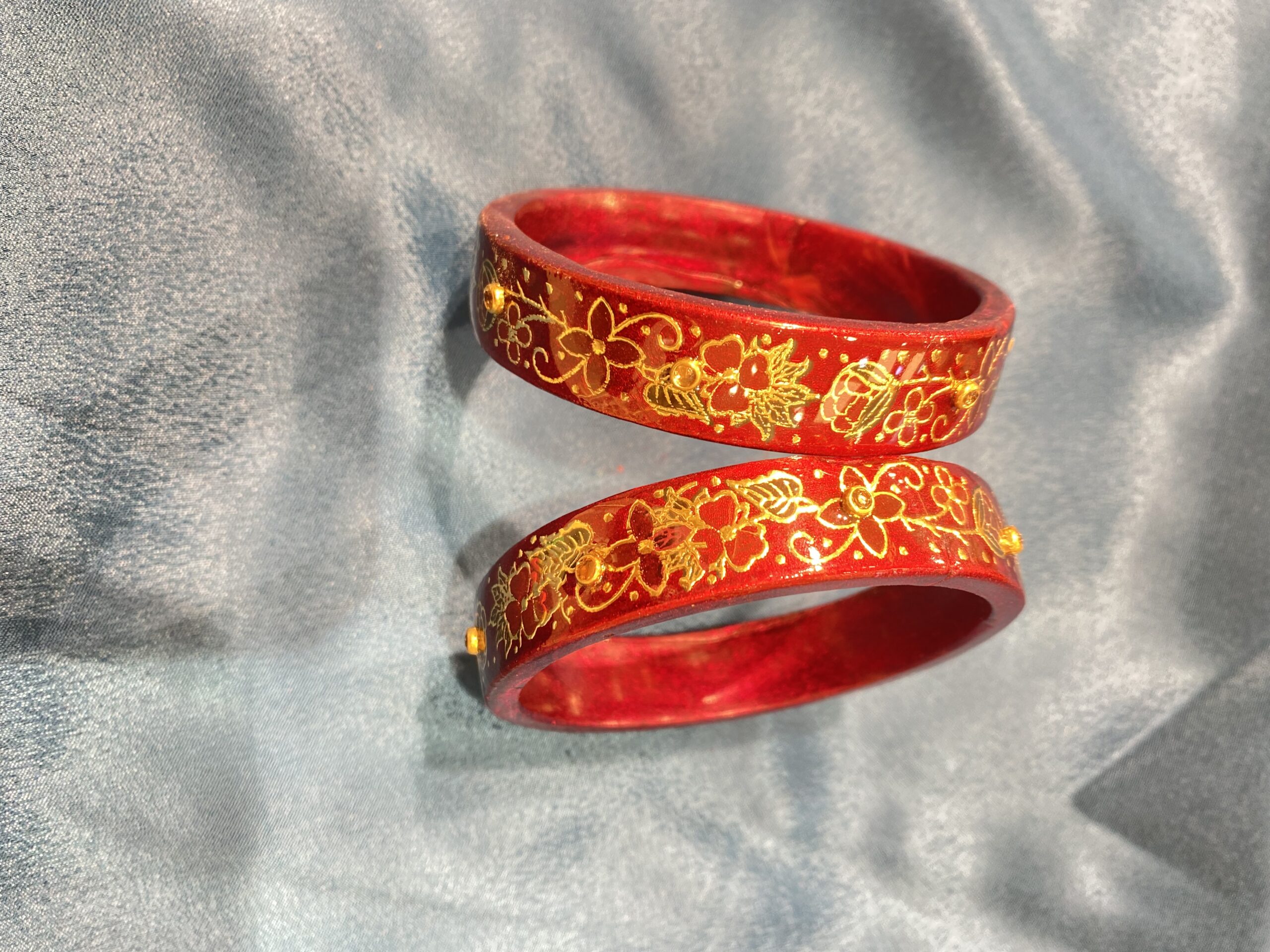 Pure Jaipuri Lac Kada with Hand Paint & Resin Stone – Floral Design