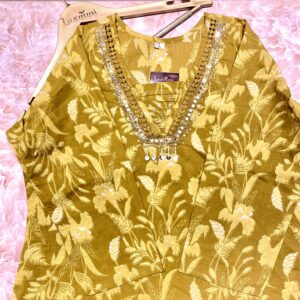 Readymade Pure Cotton Suit with V-Neck Handwork