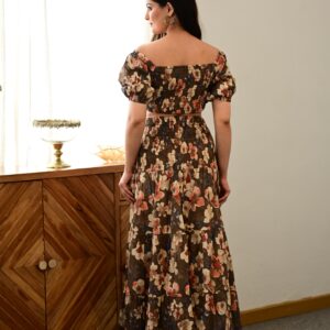 Women's Cotton Western Dress with Floral Design